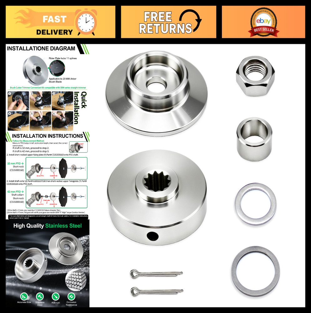 Stainless Steel Blade Hardware Kit for Echo SRM Trimmer, Adapter Plate SRM-225