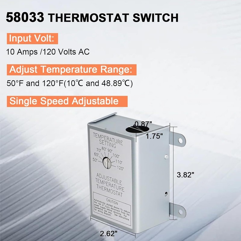 58033 Single Speed Adjustable Thermostat for Lomanco Lomancool 2000/1800 Series gallery