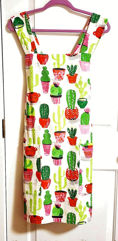 Cotton Crossback Apron Large Pockets Cactus Print Japanese-style Woman Size 12 gallery