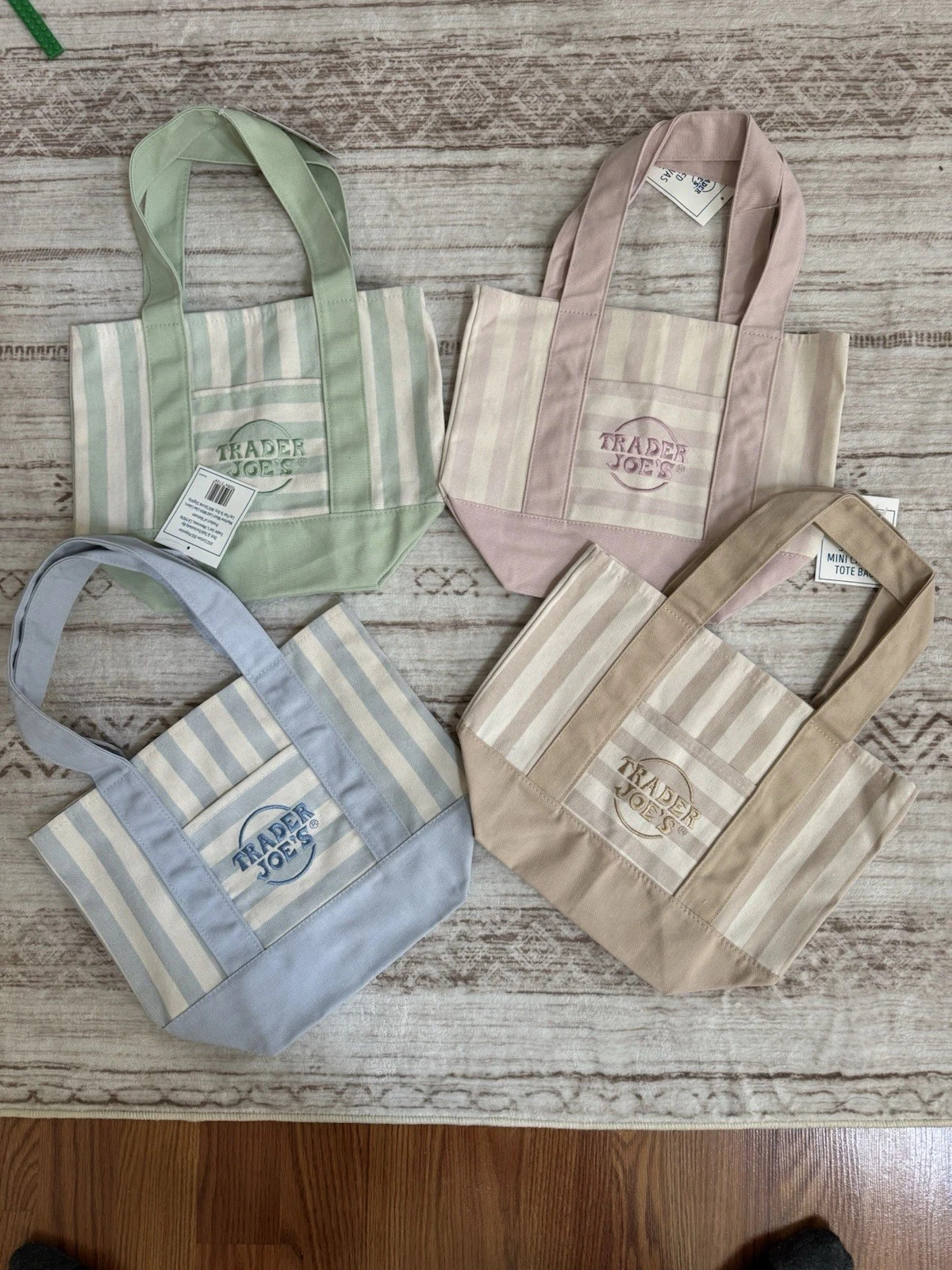 Trader Joe’s Mini Pastel Stripe Canvas Tote Bag Limited Edition Set Of 4 2026 gallery