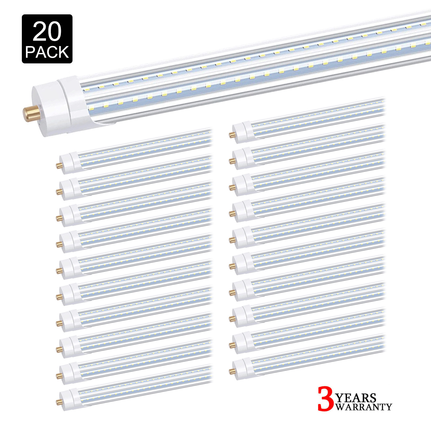 20Pack T8 8FT Led Bulbs 90W Led Tube FA8 Single Pin 8' T12 Led Shop Light 6000K gallery