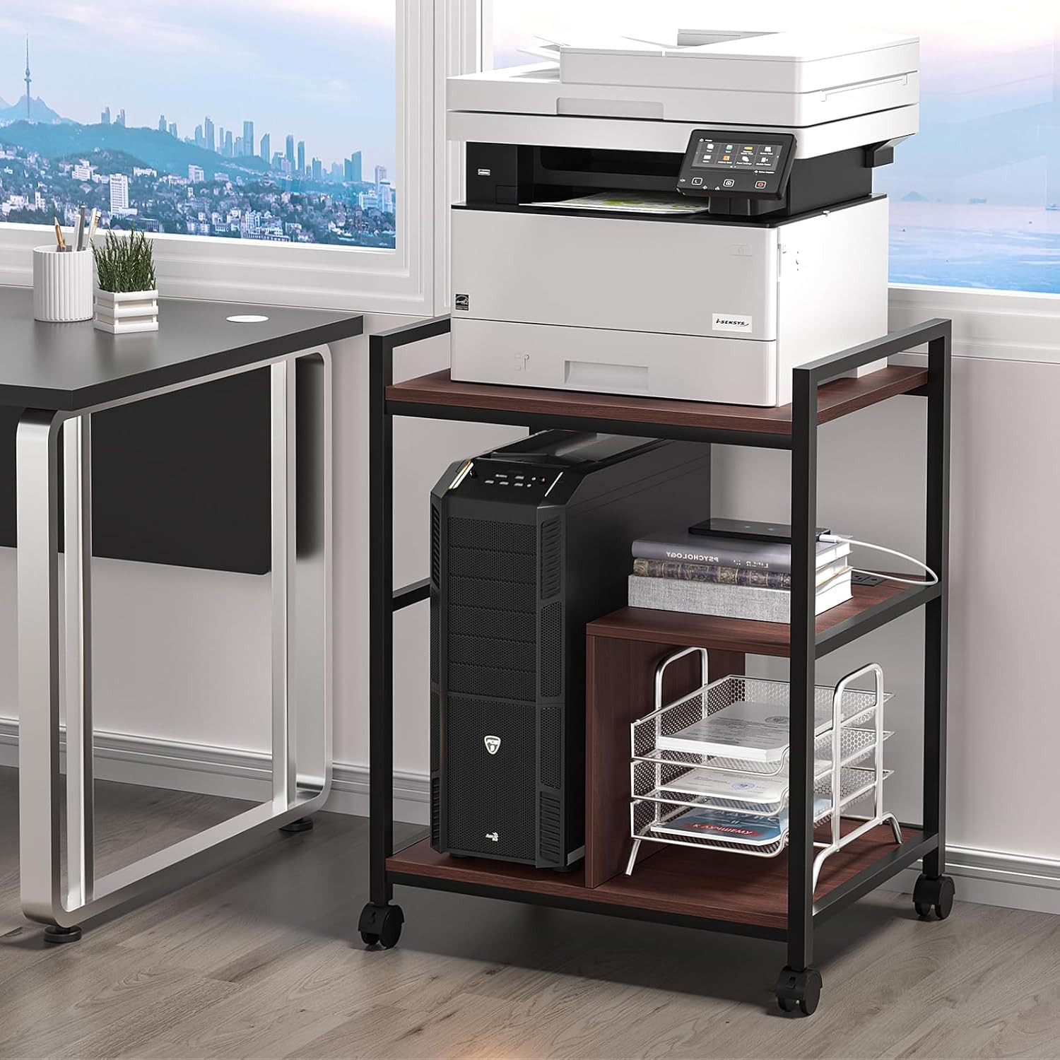 Lerliuo 24" Wide Large Printer Stand with Storage, Printer Table for Home Office gallery