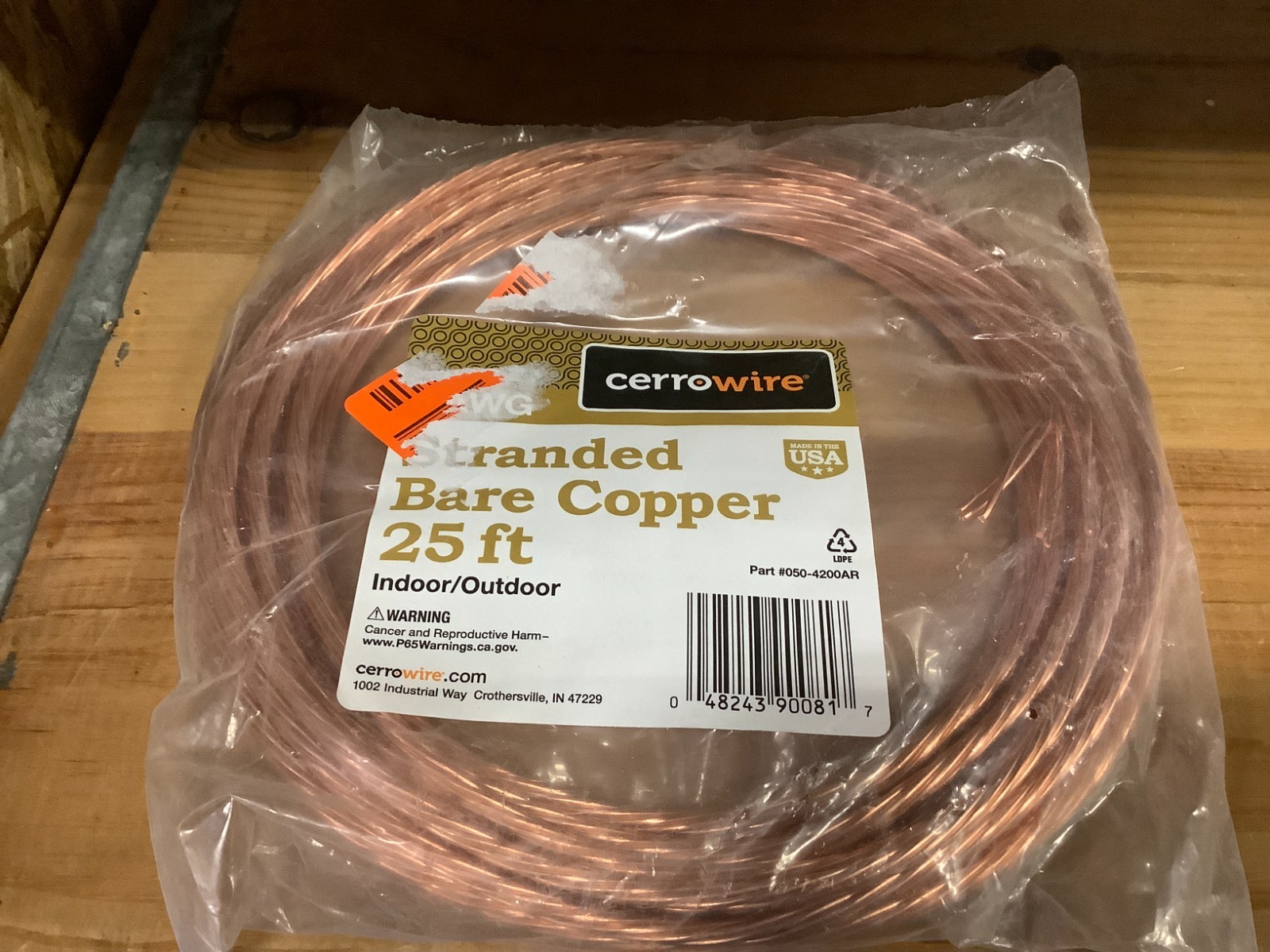 Cerrowire 25ft 6 Gauge Stranded Bare Copper Grounding Wire Indoor/Outdoor gallery