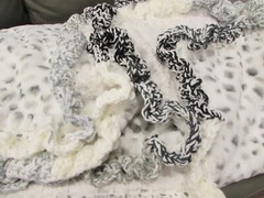 Oversize Reversible Plush Throw Blanket Gray Black White Crochet