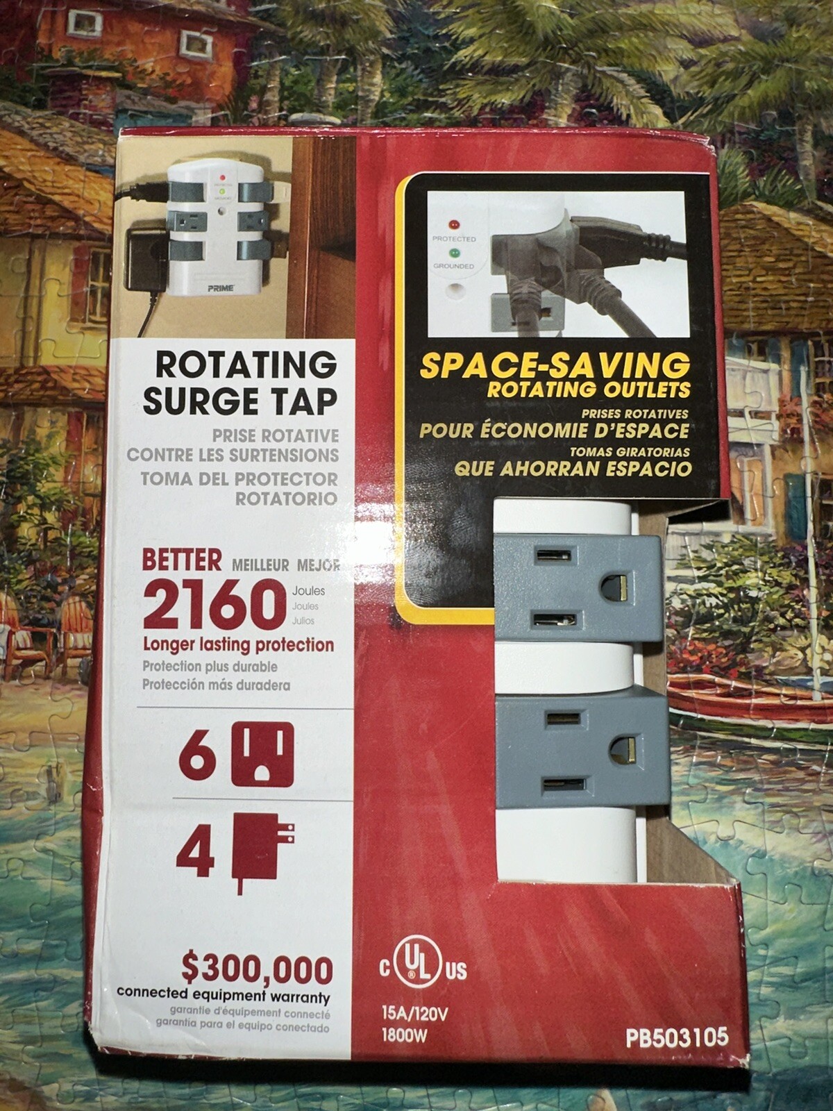 6-Pack Prime PB503105 Rotating 6-Outlets 120V/15A/60Hz/1800W/2160J Surge Protect gallery