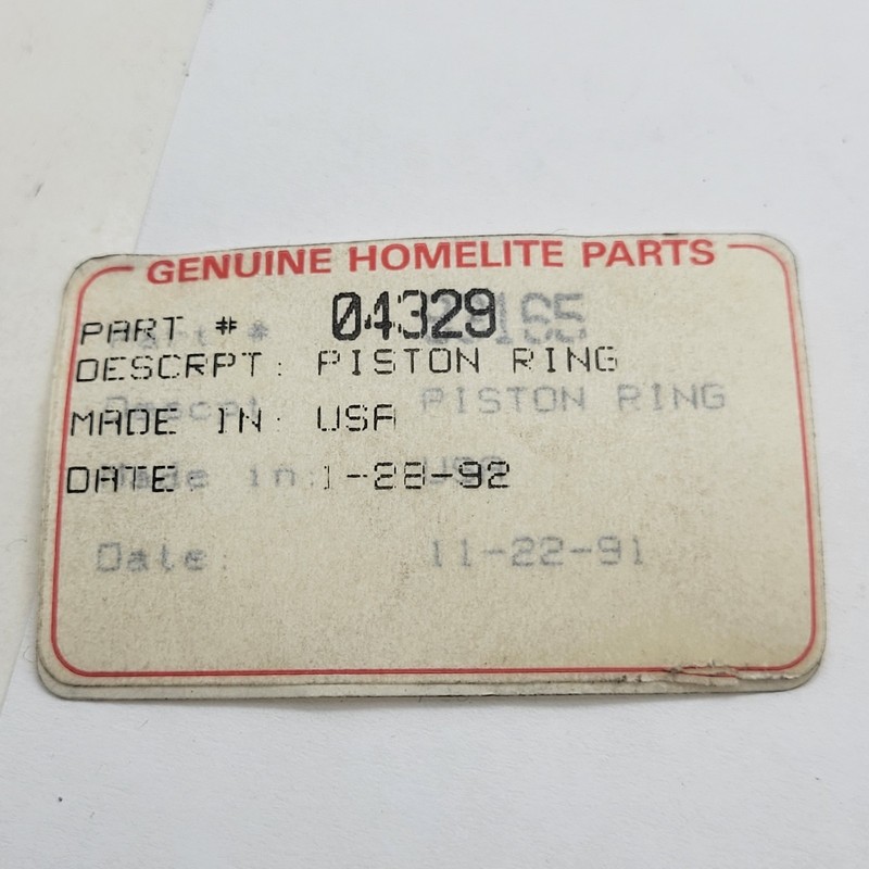 Homelite 04329 Piston Ring 180 Super 2 UT-10694 UT-10695 UT-10722 Genuine OEM gallery