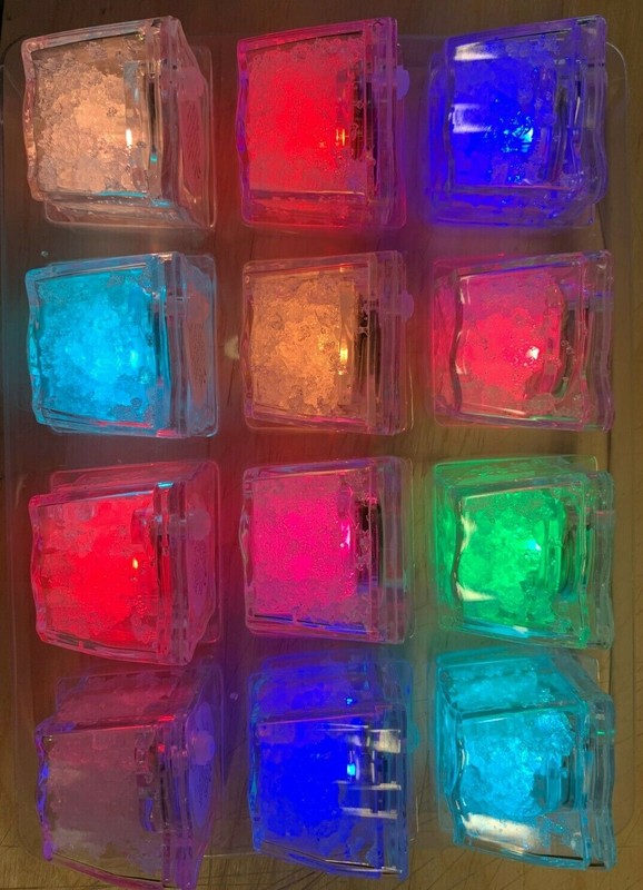 12 pack LED light up ice cube color control set solid color or rainbow flashing gallery