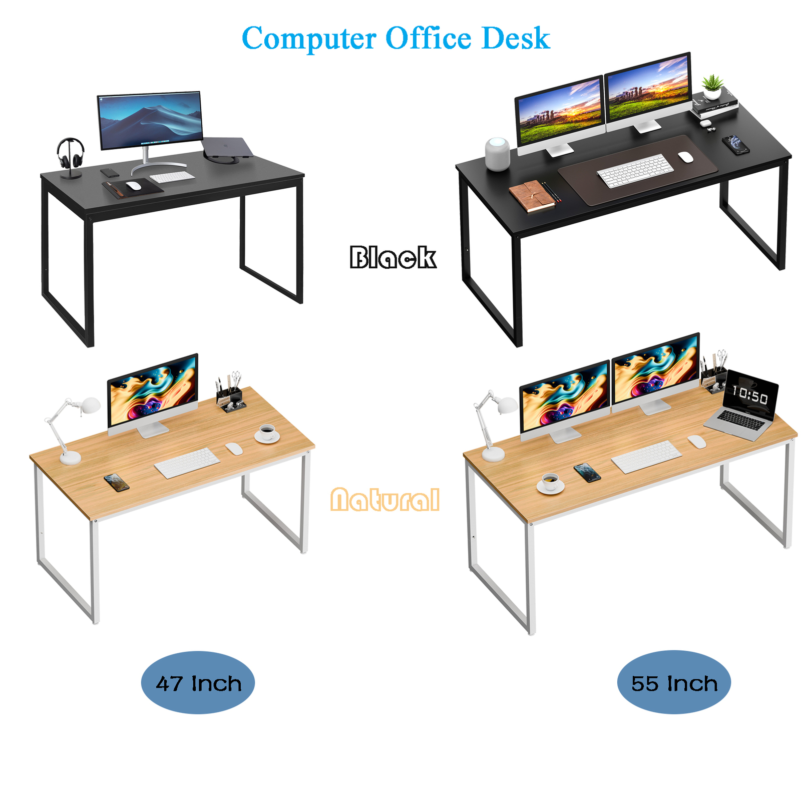 Computer Desk 47/55 Inch Office Writing Desk PC Laptop Study Table Workstation gallery