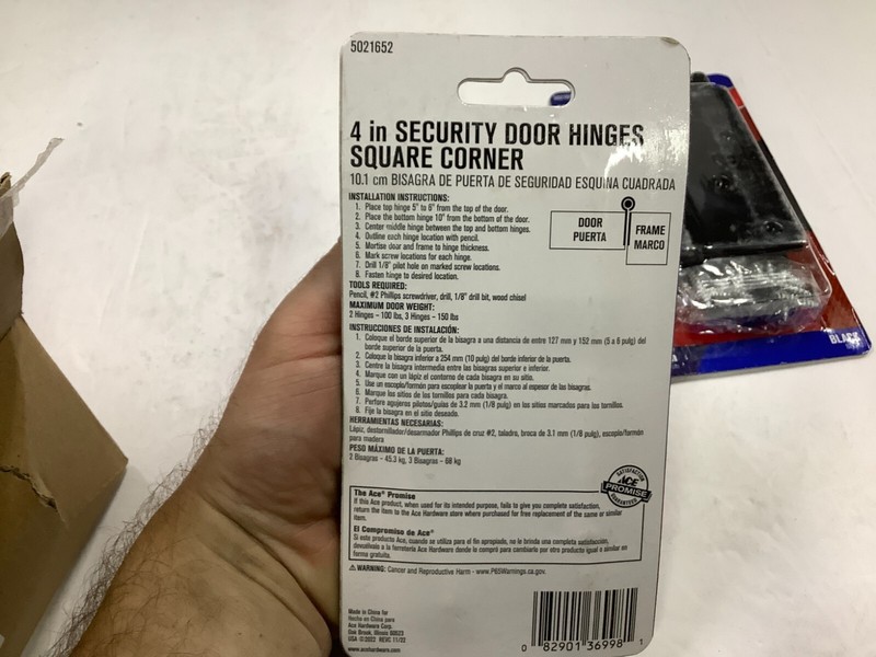 ACE Security Door Hinges Square Corner 4" BLACK #5021652 6 TOTAL gallery