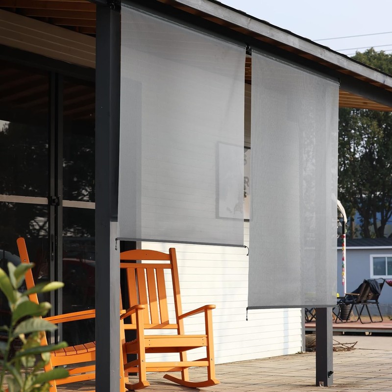 5% Openness Cordless Solar Fabric Roller Shade, 6'W x 8'H Sun Shade for Outdoor gallery