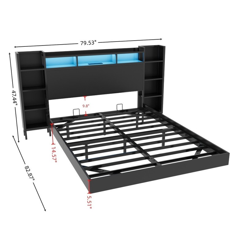 Full Floating Bed Frame with Charging , Storage Heavy Duty Metal Platform Bed gallery