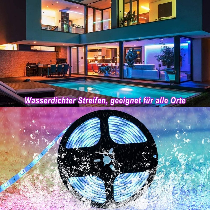 ALED LIGHT Bluetooth LED Strip, 10M 2x5m 32.8Ft Waterproof RGB 5050 LED S... gallery