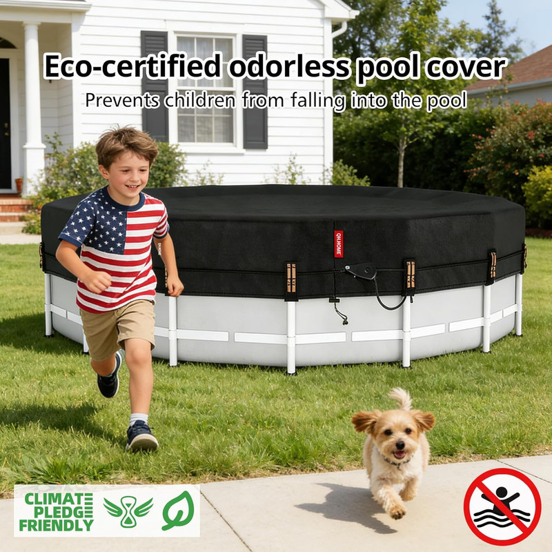 18Ft round Pool Cover,[Ultimate Windproof & Tear-Resistant Fabric],Snug Fit with gallery