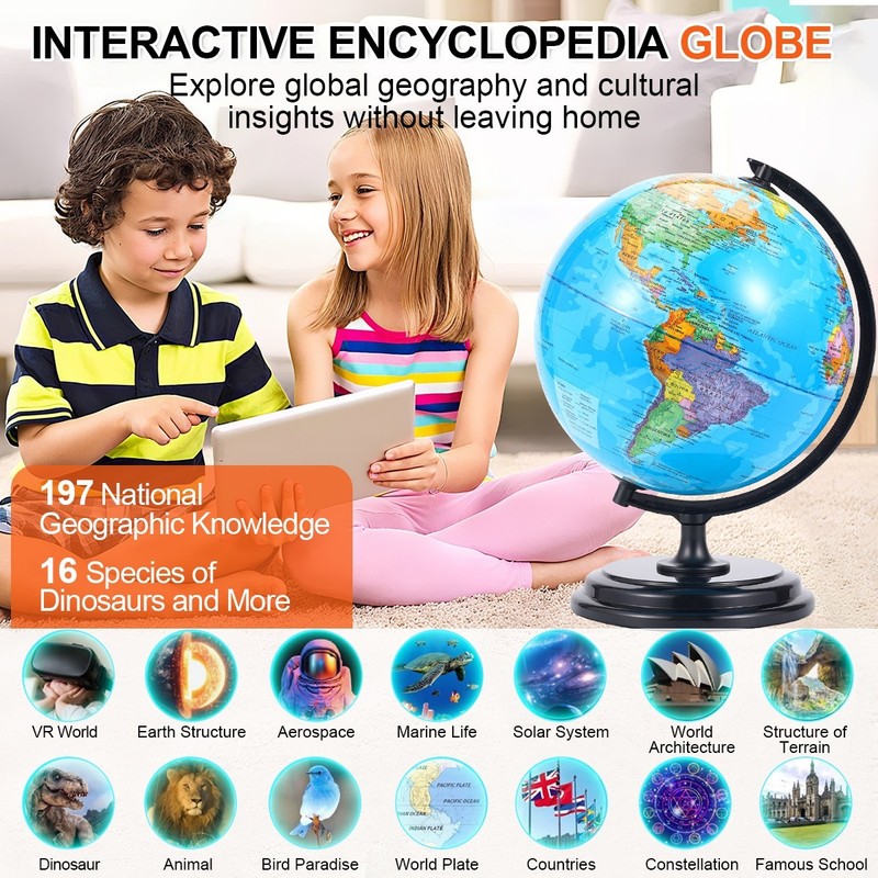 3D AR Large World Globe on Stand Ocean Earth Rotating World Map Geography Gift gallery