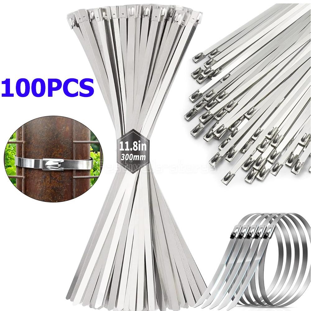 100PCS 304 Metal Zip Ties Stainless Steel Heavy Duty Self-Locking Cable Ties New gallery