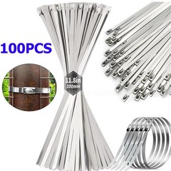 100PCS 304 Metal Zip Ties Stainless Steel Heavy Duty Self-Locking Cable Ties New