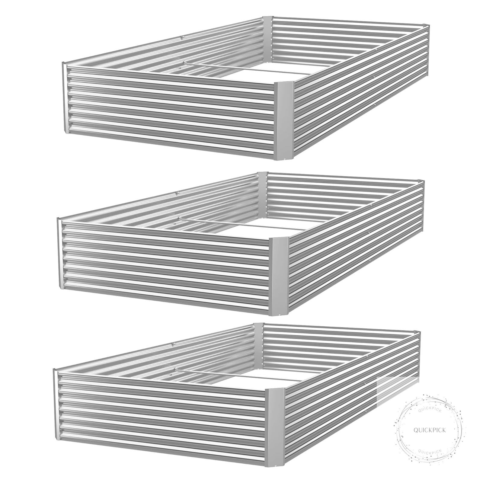 3 Pack Corrugated Galvanized Steel Raised Garden Bed Outdoor, Metal Above Ground gallery