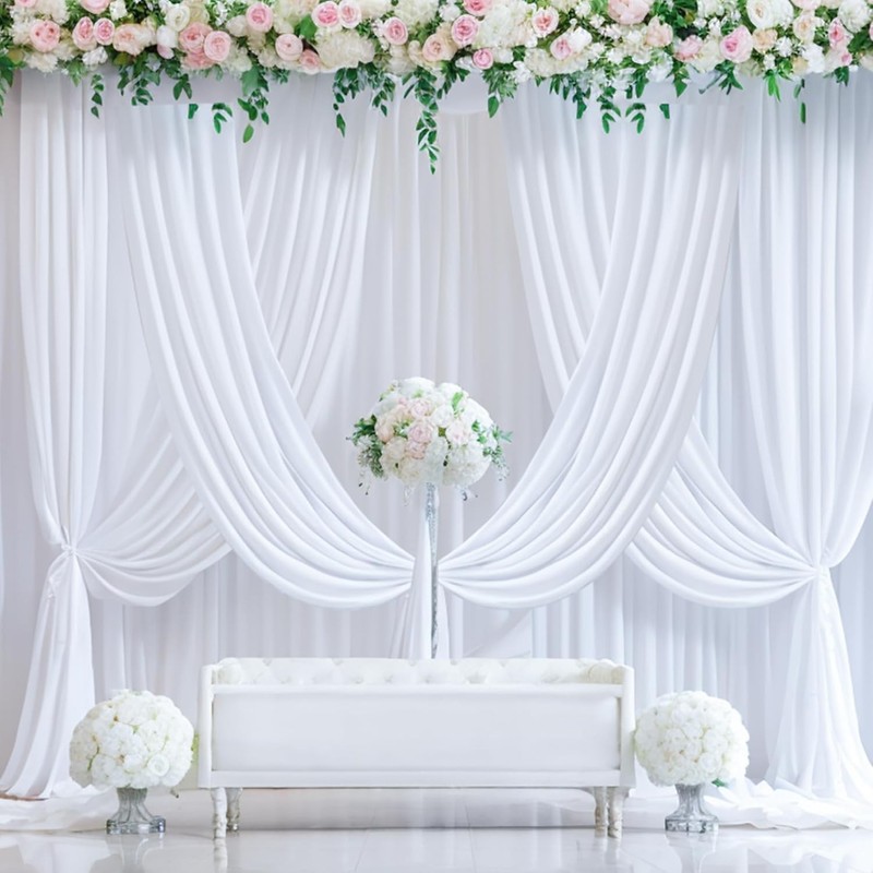 50Ft White Ceiling Drapes - 10 Panels for Weddings, Parties & Events gallery