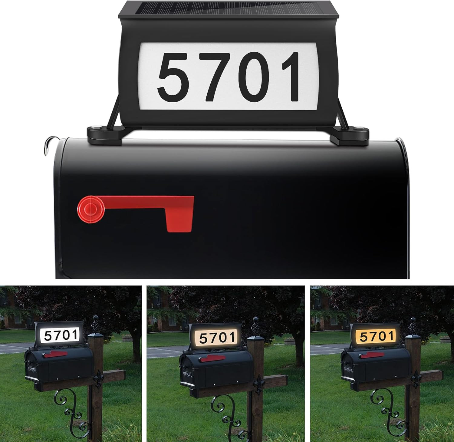 Solar Backlit Address Sign for Mailbox, House Number Plaque Double Side Illumina gallery