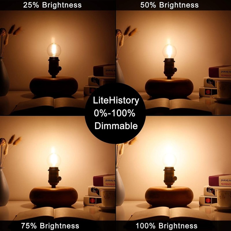 Energy Saving Dimmable G16.5 Globe Bulbs 2700K - 6 Pack E26 Light Bulbs gallery