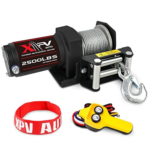 2500lbs Electric Winch 12V Waterproof Steel 2500lb. steel cable winch Black gallery