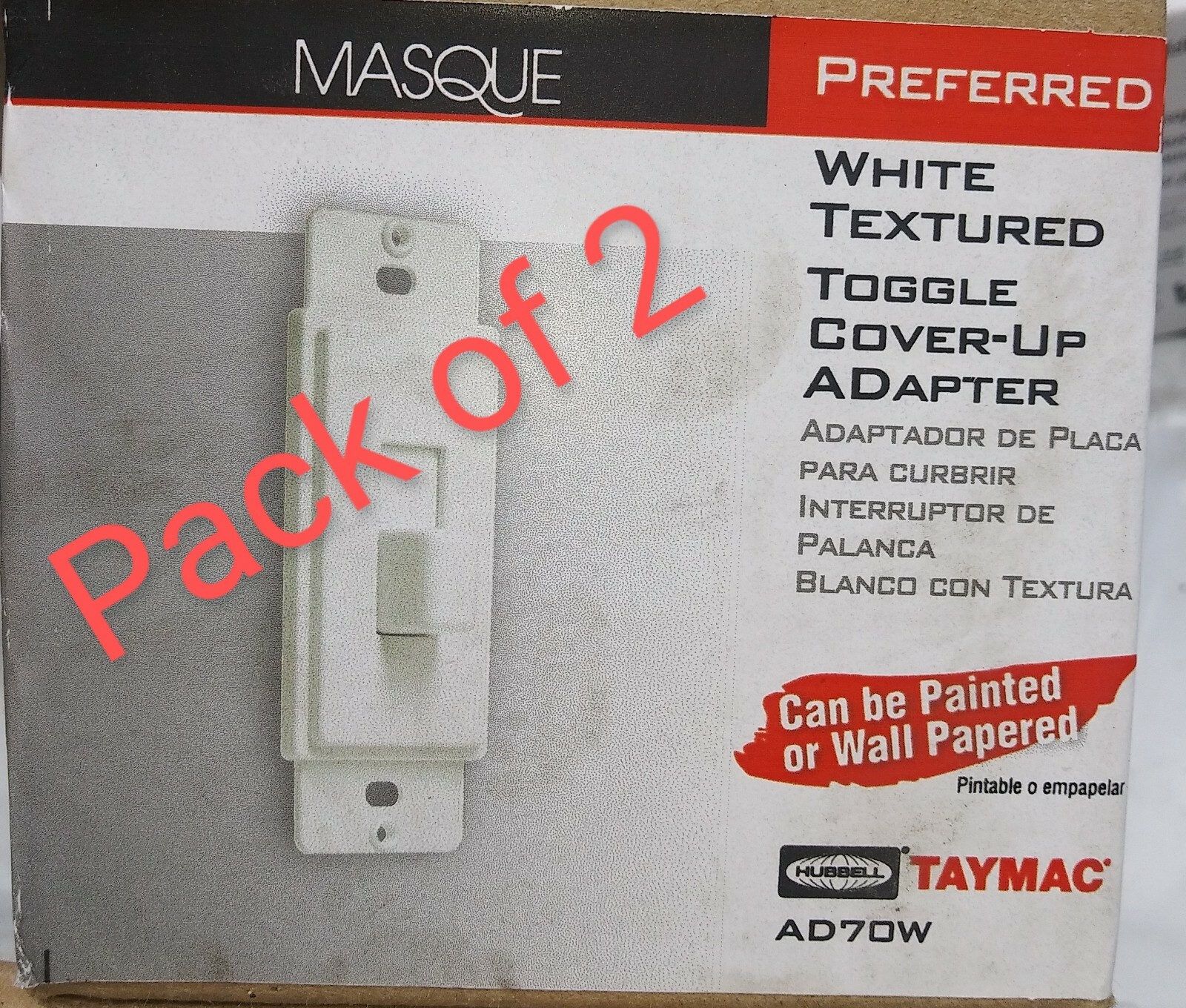 (2 pcs) TAYMAC MASQUE 1-Gang Toggle Switch Cover-Up Adapter AD70W (White) gallery