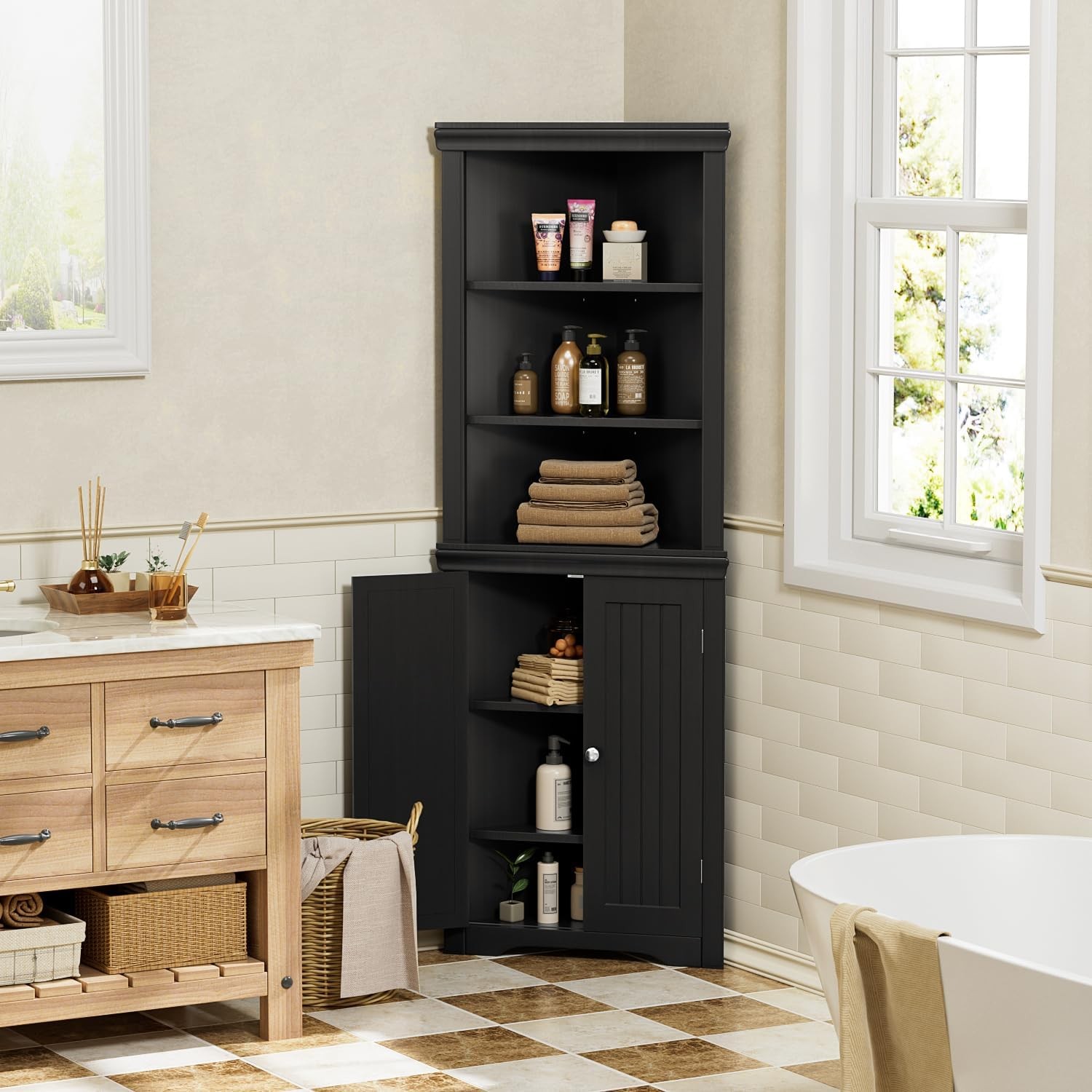 Corner Cabinet,Storage Cupboard with Doors,Tall Storage Cabinet gallery