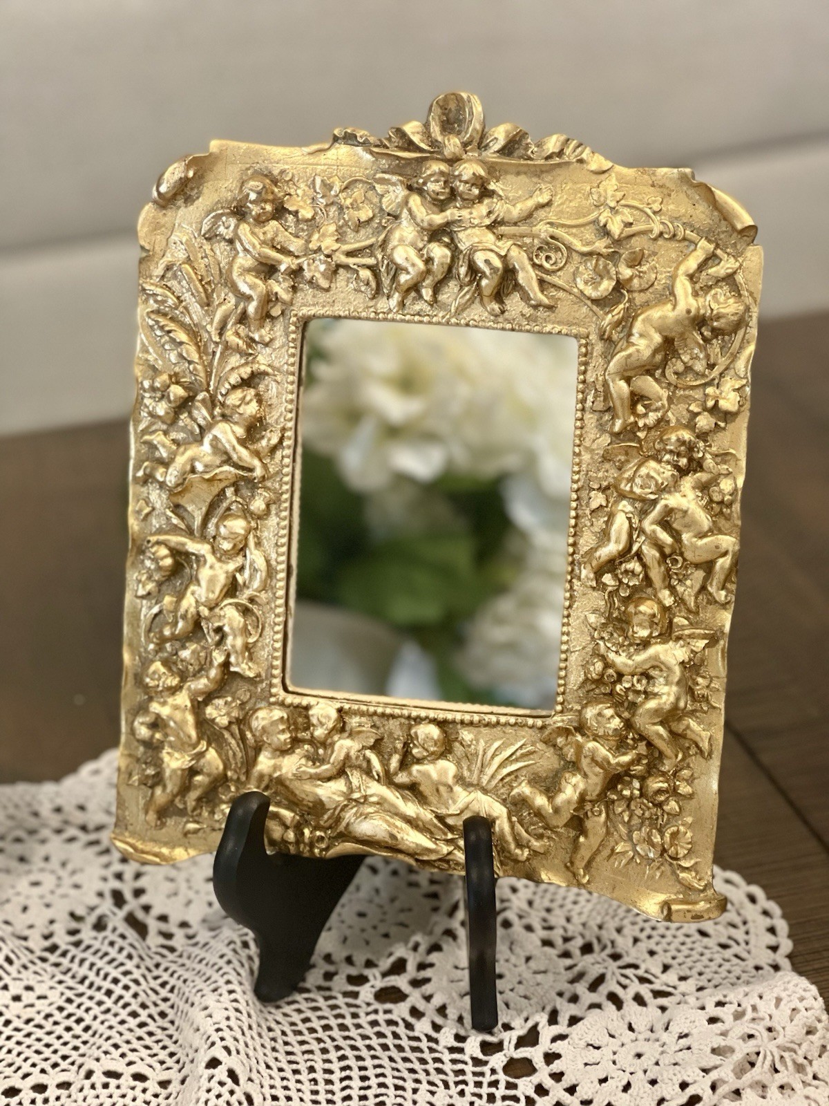 Vintage Import Collection Ornate Baroque Rococo Wall Mirror Cherubs gallery