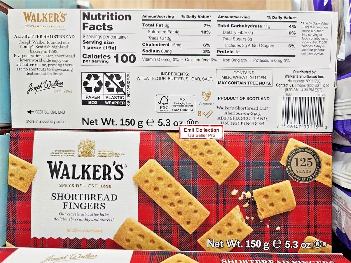 Walker’s Scottish Pure Butter Shortbread Fingers 5.3oz 150g (2 Boxes) gallery