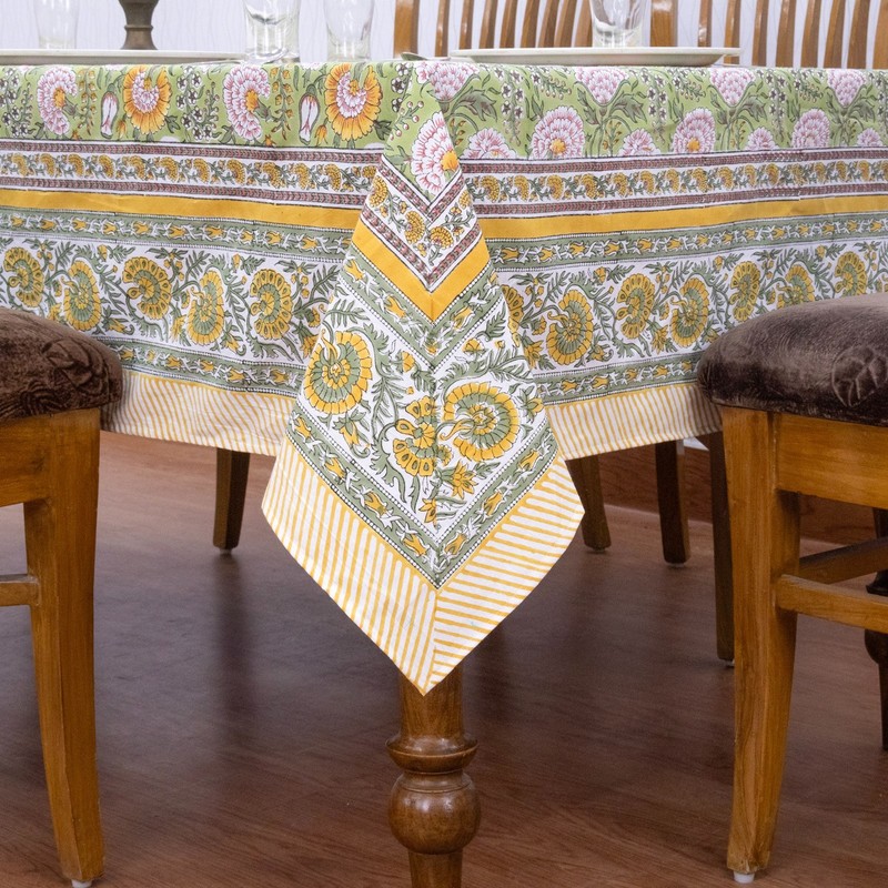 Floral Block Printed Table Cloth Dining Table Cloth Table Napkins With Mats gallery