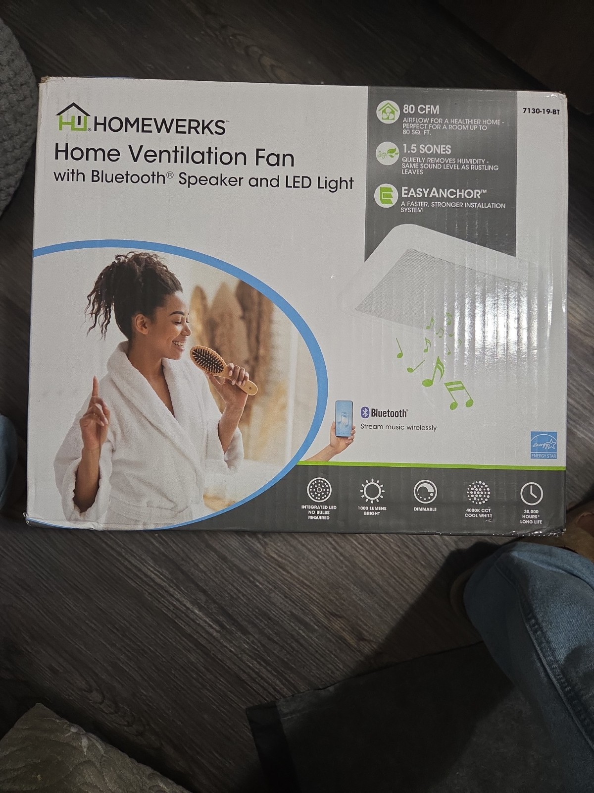 Homewerks Home Ventilation w/ Bluetooth Speaker LED Lights 7130-19-BT - NEW gallery