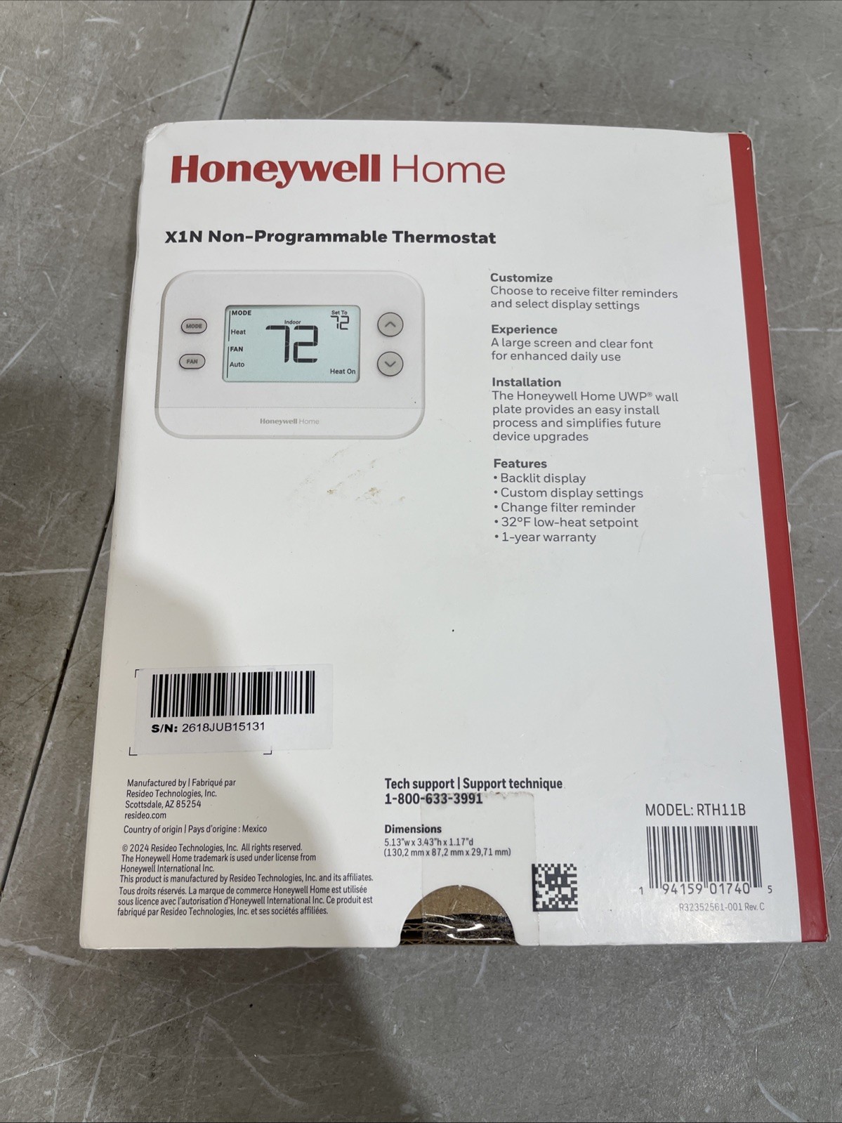 HONEYWELL RTH11B/N HOME X1N NON-PROGRAMMABLE THERMOSTAT SINGLE-STAGE 1-HEAT/COOL gallery