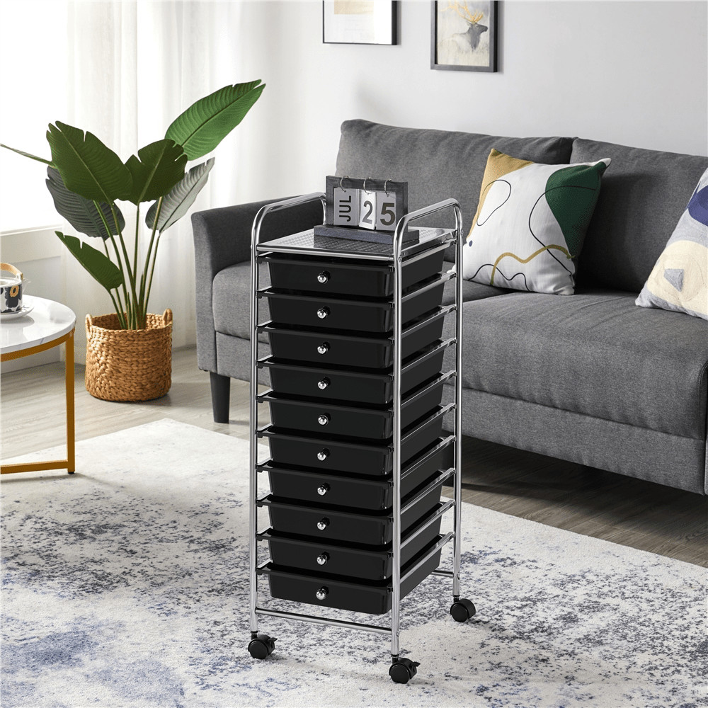 10-Drawer Storage Cart Rolling Organizer Unit With Wheels Mobile Utility Trolley gallery