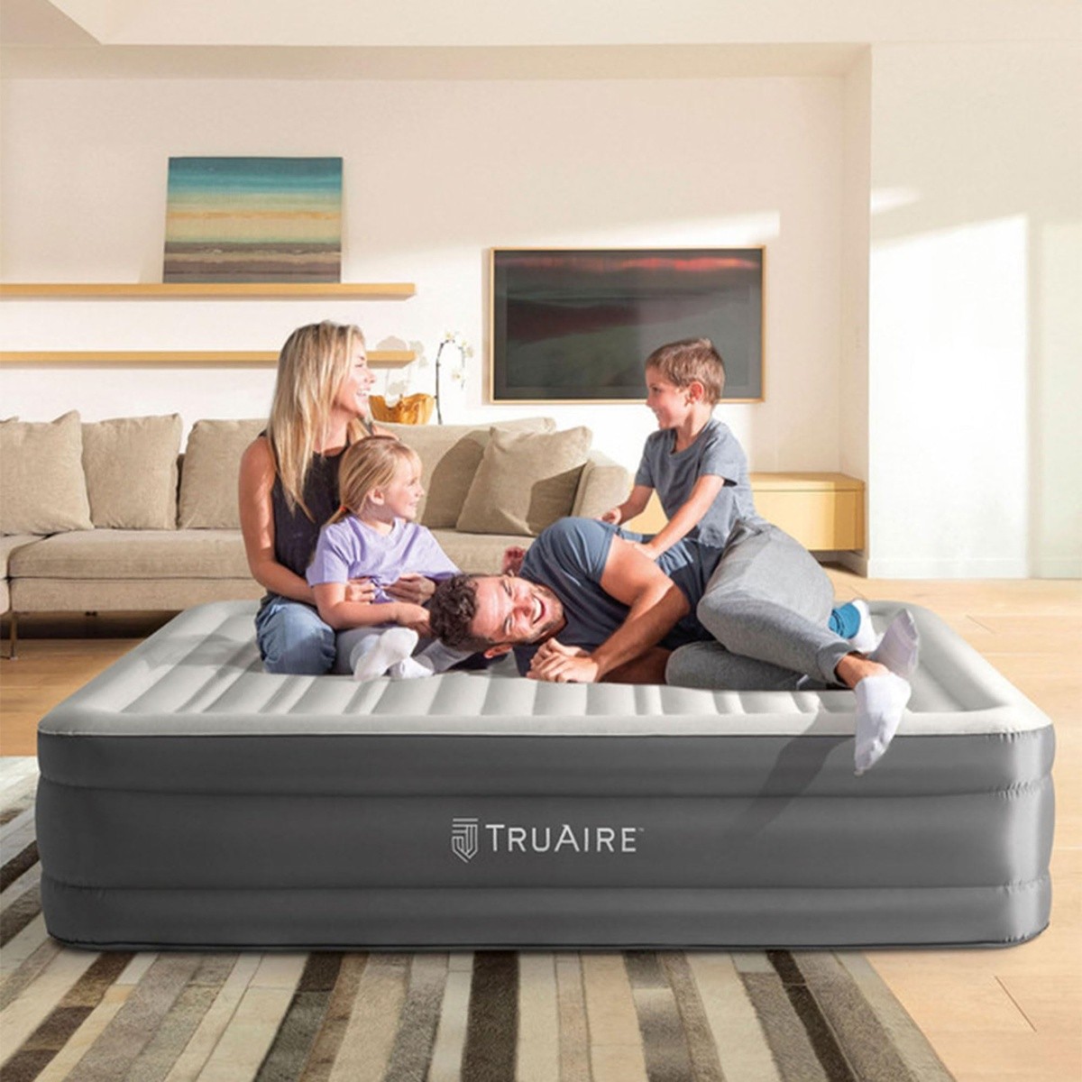 Intex Air Mattress Inflatable QUEEN Raised TruAire 18" with Internal 120V Pump gallery