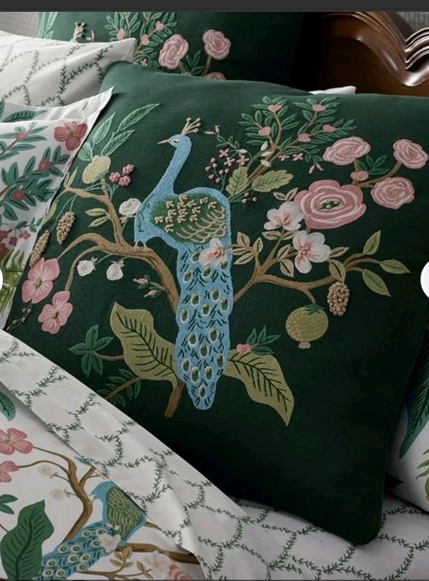 Rifle Paper Co. Peacock Decorative Square Pillow Cover , 26 in. Euro Square gallery