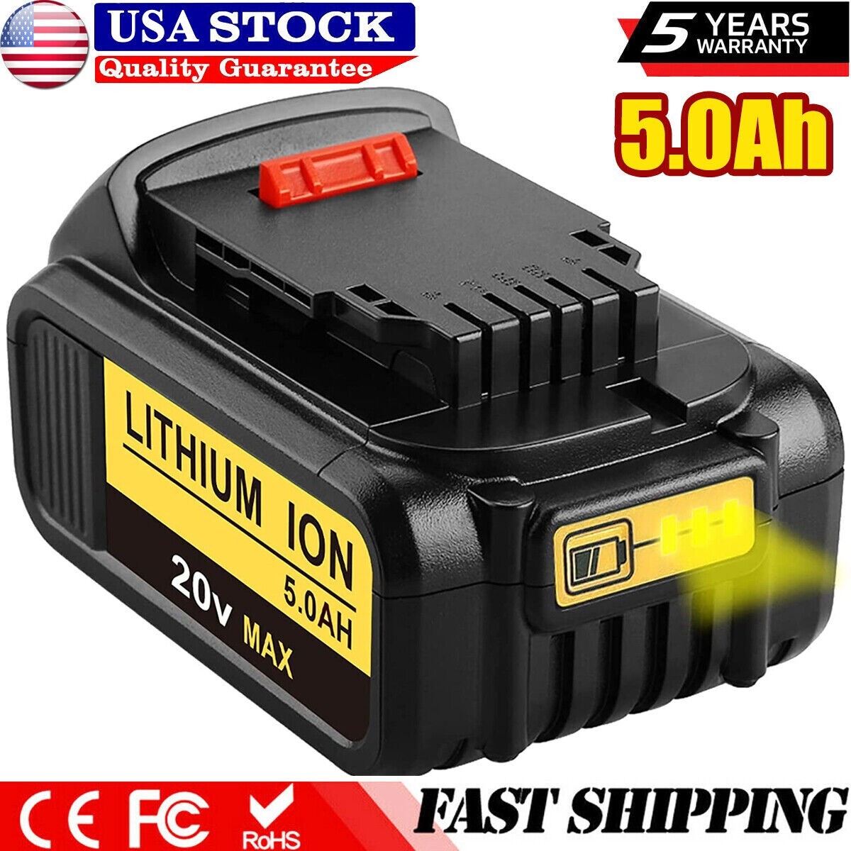 FOR DEWALT DCB205-2 20V MAX Premium 5 Ah Li-Ion Battery 20-Volt DCB206 DCB200 gallery