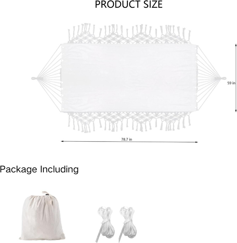 Double Boho Macrame Hammock Cotton Canvas Portable Replacement Hammock 440Lbs Lo gallery
