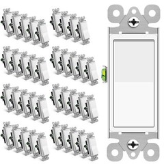 Single Pole Wall Light Switch 15A 120/277V On/Off Rocker Paddle Interrupter × 40