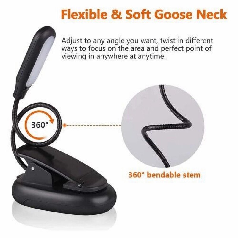 Small Table LED Reading Book Light USB Rechargeable Flexible Clip Desk Lamp USA gallery