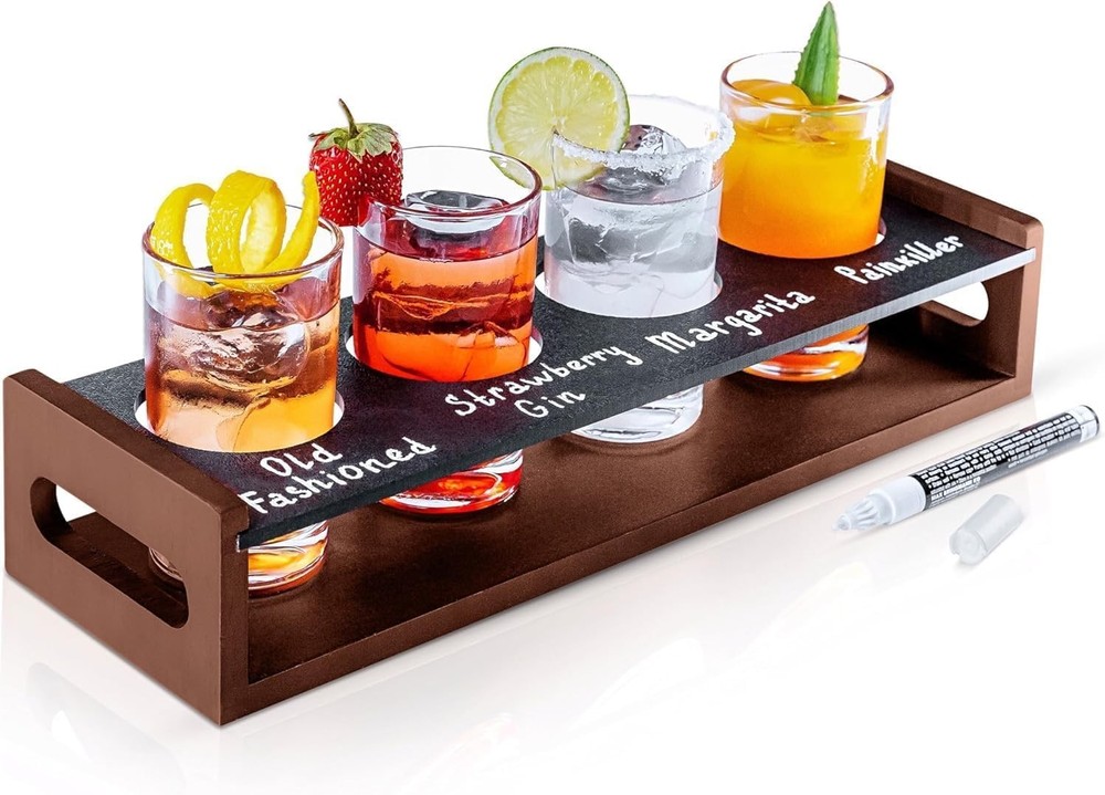 Flight Board with Glasses - Drink Flight Board for Bartesian Capsules - Mimos...