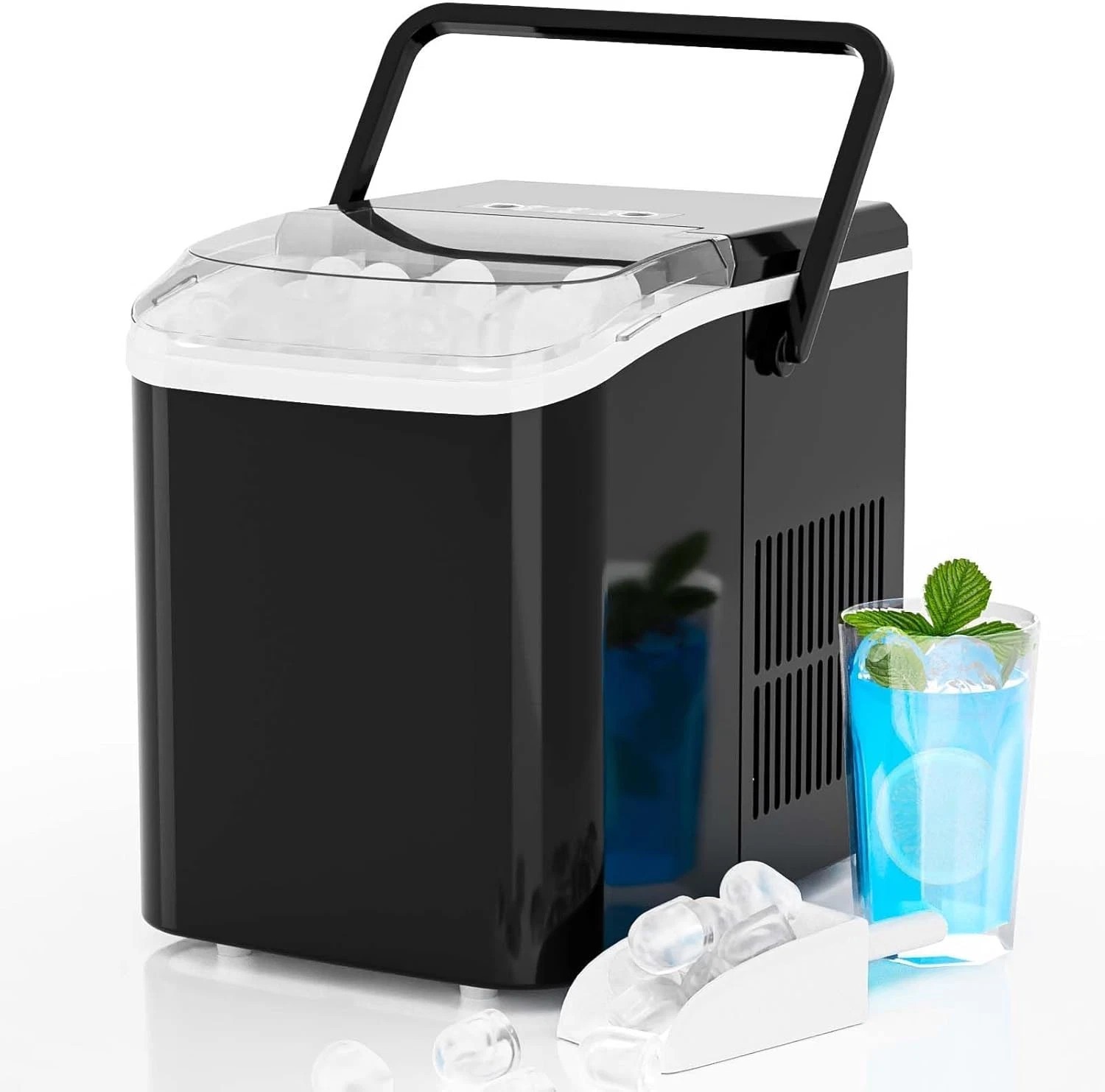 Countertop Ice Maker Machine with Handle, 26lbs in 24Hrs, 9 Ice Cubes Ready in gallery