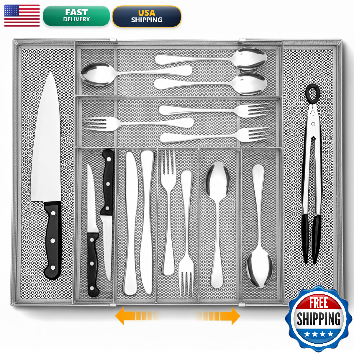 Fiwochic 1 Pcs Utensil Drawer Silverware Organizer Metal Mesh Expandable 13 24 gallery