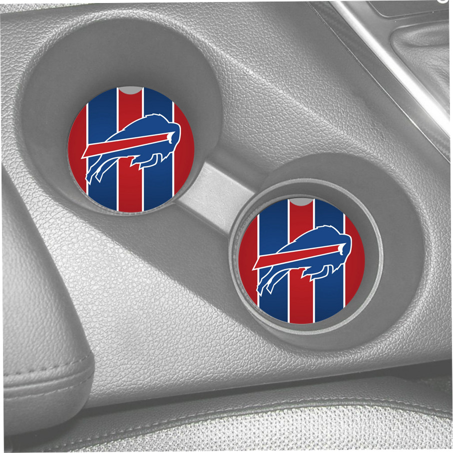 BUFFALO BILLS CUSTOM SANDSTONE CAR COASTERS ABSORBS SET (2) DESIGN 2 gallery