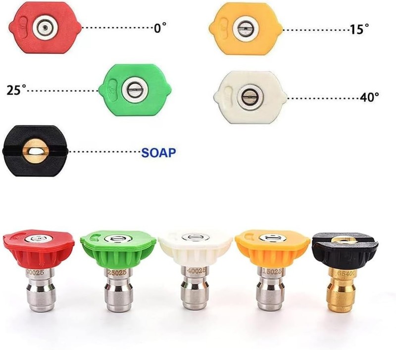 5-Pack High-Pressure Washer Nozzle Tips Set, 4500 PSI, Multi-Angle, Stainless... gallery