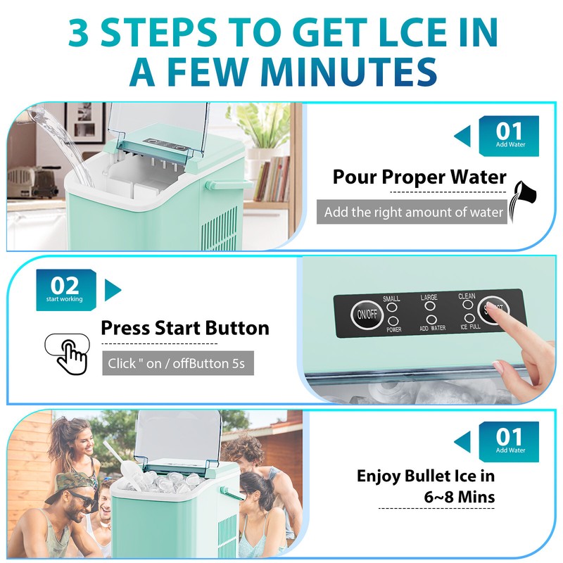 Countertop Ice Maker Machine Self-Cleaning Portable 9Pcs/6Min 26.5Lbs/24H gallery