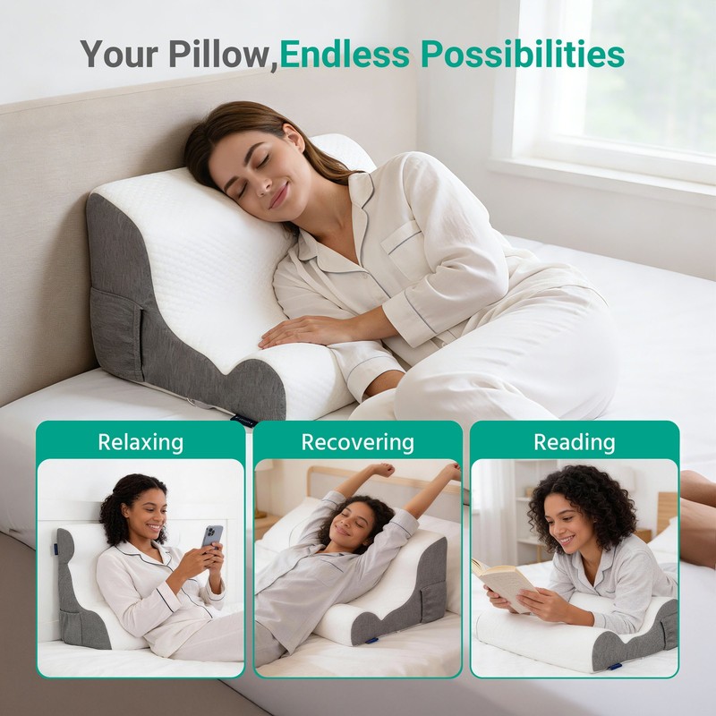 Ergonomic Wedge Shape Pillow Backrest Reading Pillow for Adults Sleep Relaxing gallery