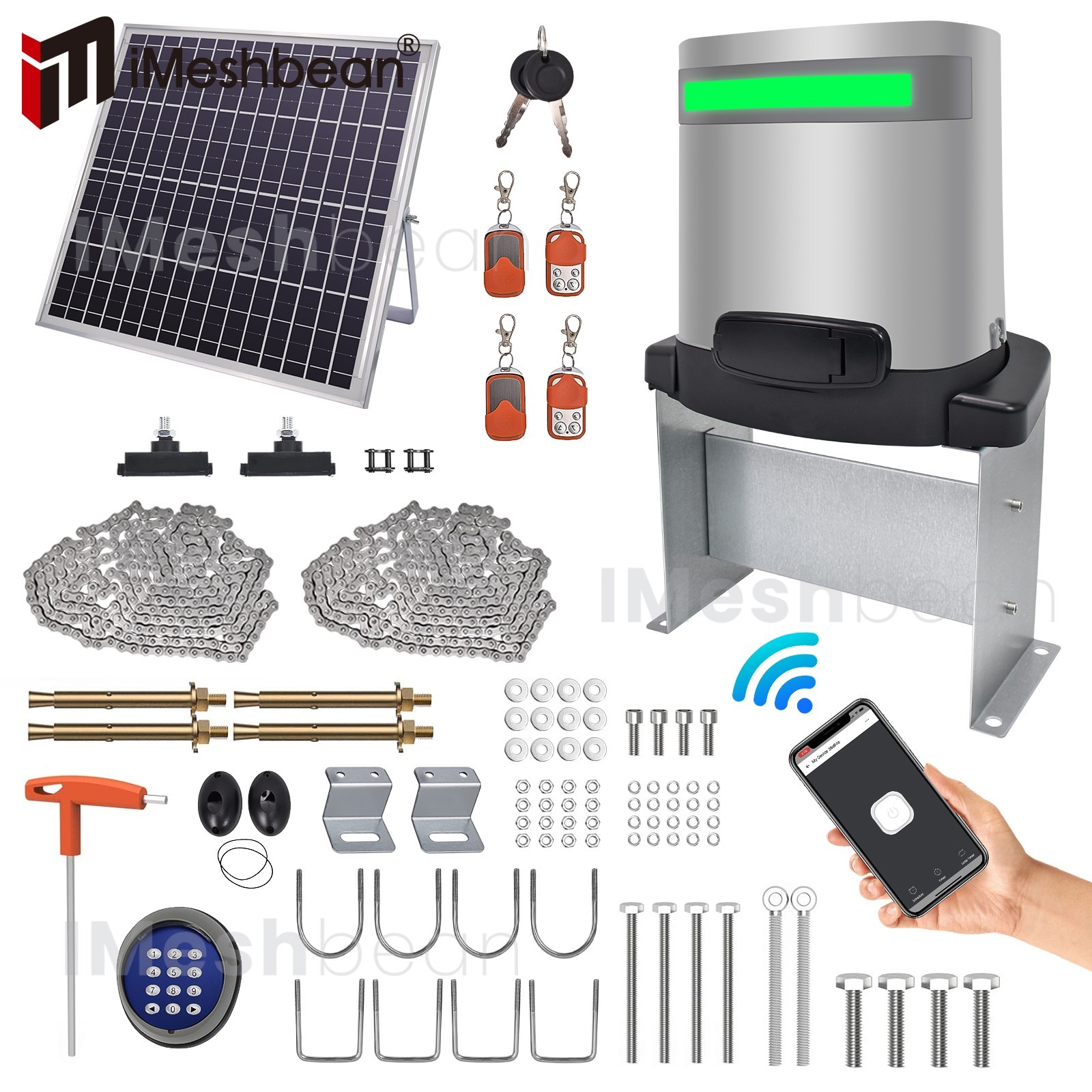 1/3HP 1800LBS Automatic Solar Sliding Gate Opener Chain Driven APP Keypad 4 Remo gallery