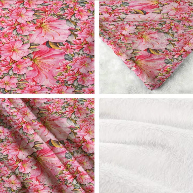 Pink Flower Pattern Flannel Blanket Soft Cozy Tapestry Napping Travel Use gallery