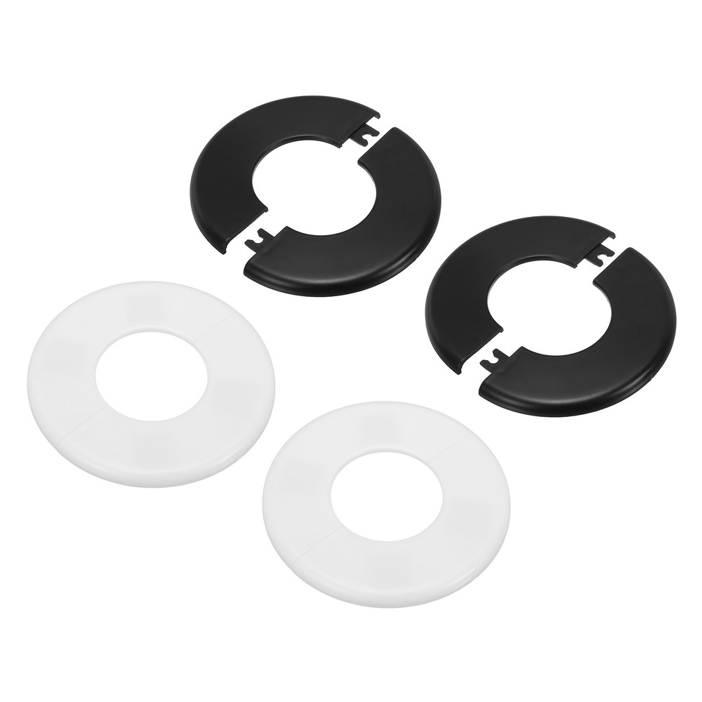 Wall Split Flange 115mm/4.5" OD, 4 Pcs Escutcheon Plates, White/Black