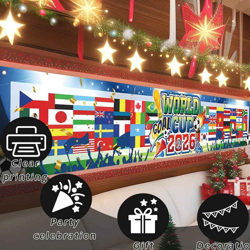 World Cup Flags 2026 Merchandise Decor 2PCS USA Canada Mexico Host Country Socce gallery